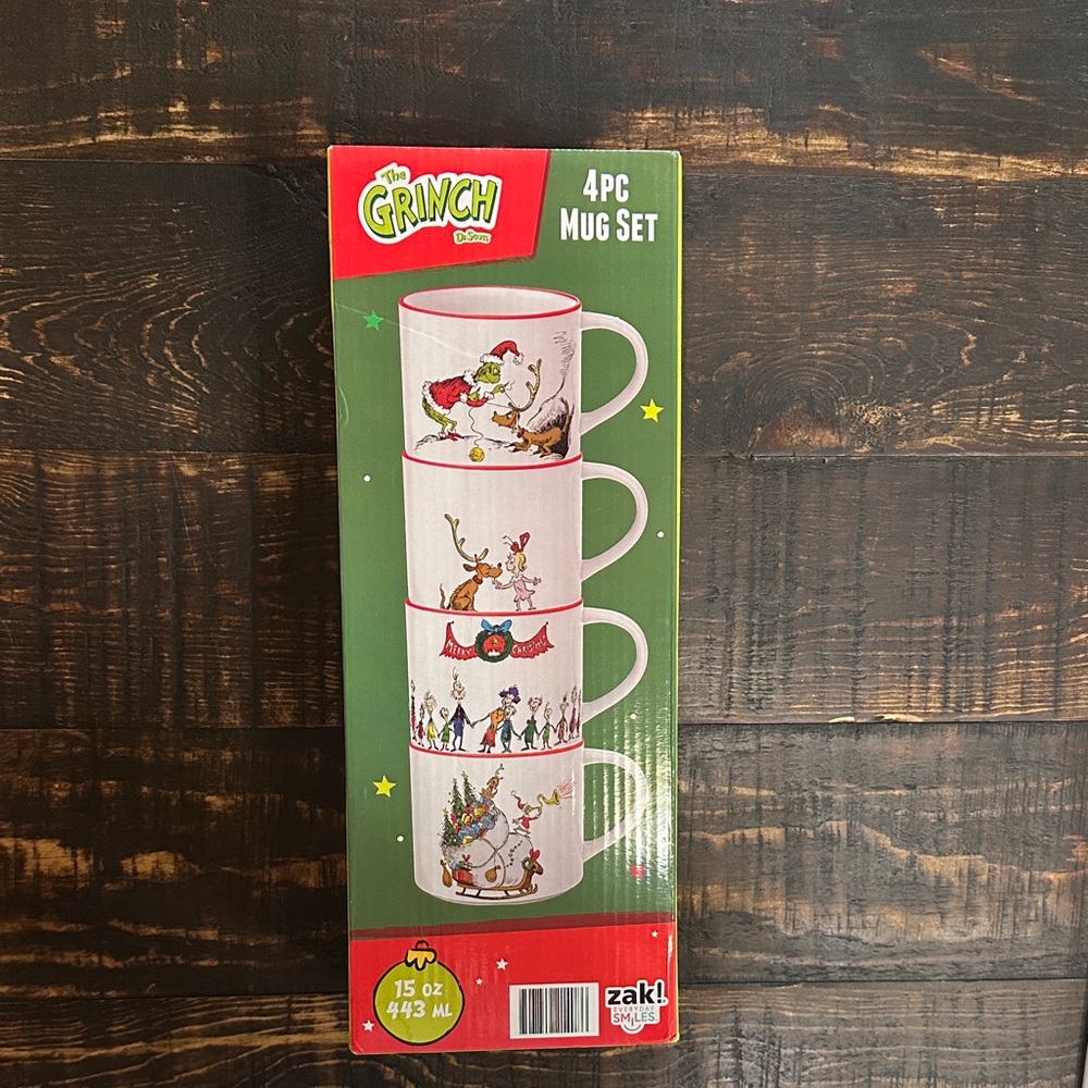 Zak Designs The Grinch 4-Piece Mug Set - White , Red Green & Blue
